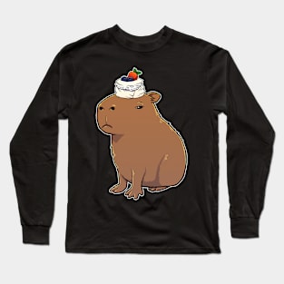 Capybara with Pavlova on its head Long Sleeve T-Shirt